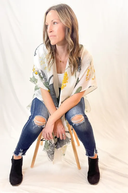 All Over Floral Kimono - White - All Sales Final sold by Roxie’s Picks