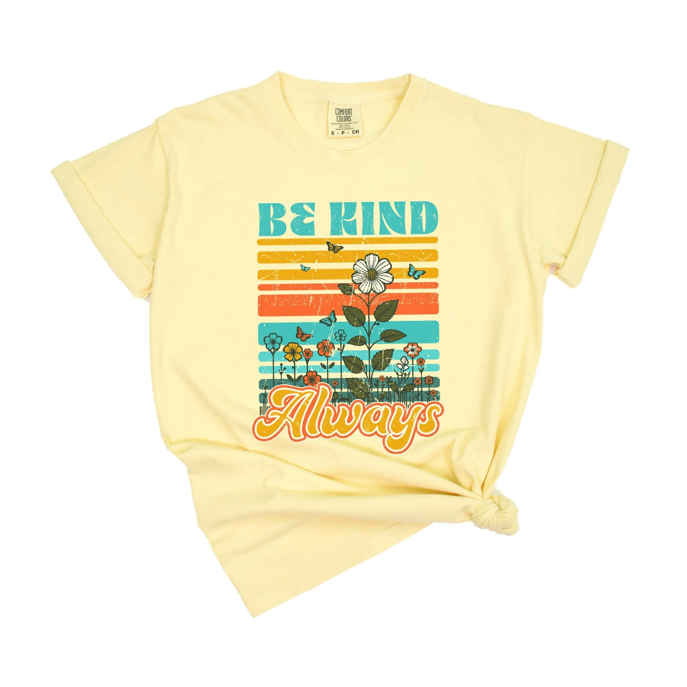 Be Kind Always Flowers | Garment Dyed Short Sleeve Tee sold by Roxie’s Picks product image thumbnail 3