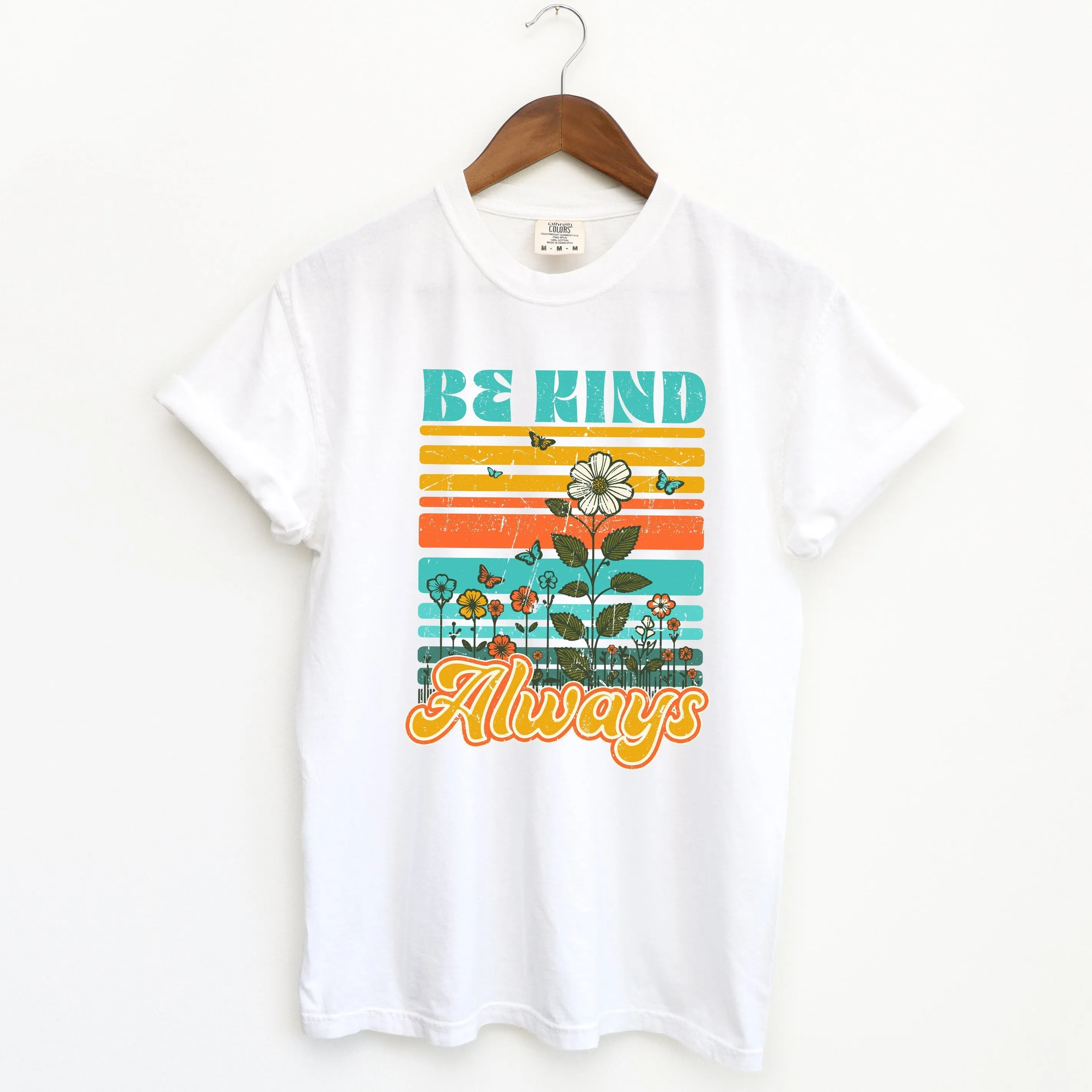 Be Kind Always Flowers | Garment Dyed Short Sleeve Tee sold by Roxie’s Picks product image thumbnail 2