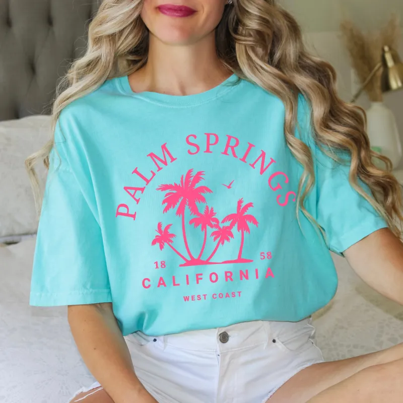 Palm Springs Palm Trees | Garment Dyed Short Sleeve Tee sold by Roxie’s Picks