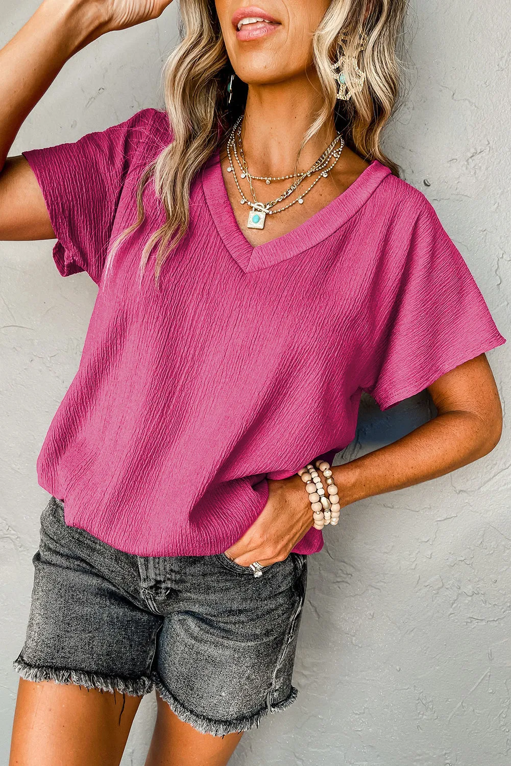 V Neck Wide Sleeve T-shirt sold by Roxie’s Picks product image thumbnail 4