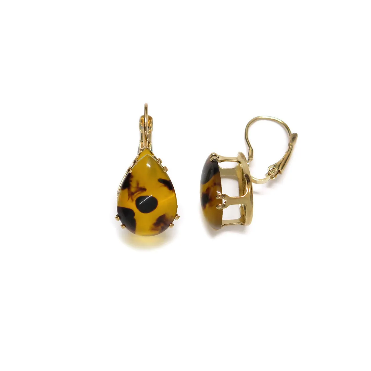Gold Tortoise Shell Teardrop Earrings sold by Roxie’s Picks