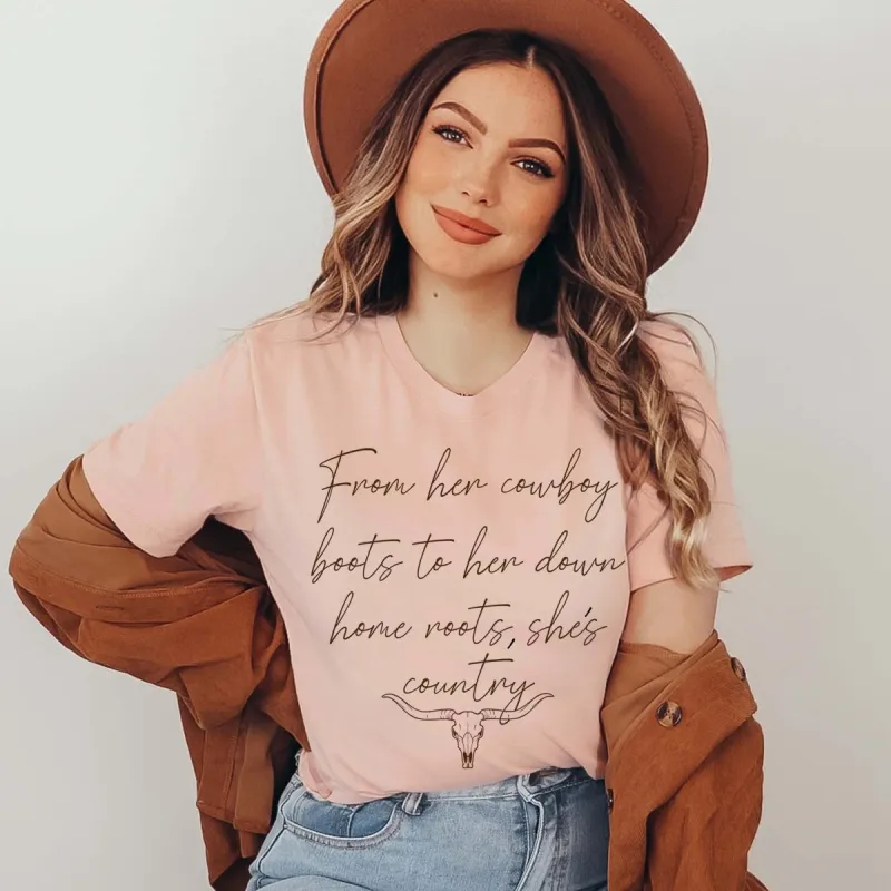 From Her Cowboy Boots Tee sold by Roxie’s Picks