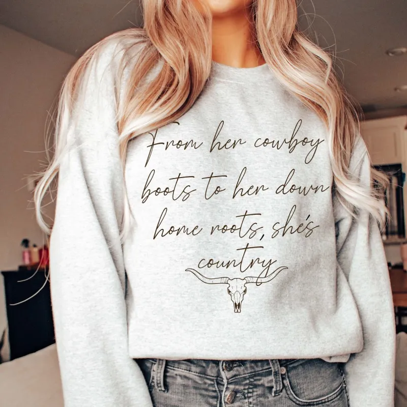 From Her Cowboy Boots Sweatshirt sold by Roxie’s Picks