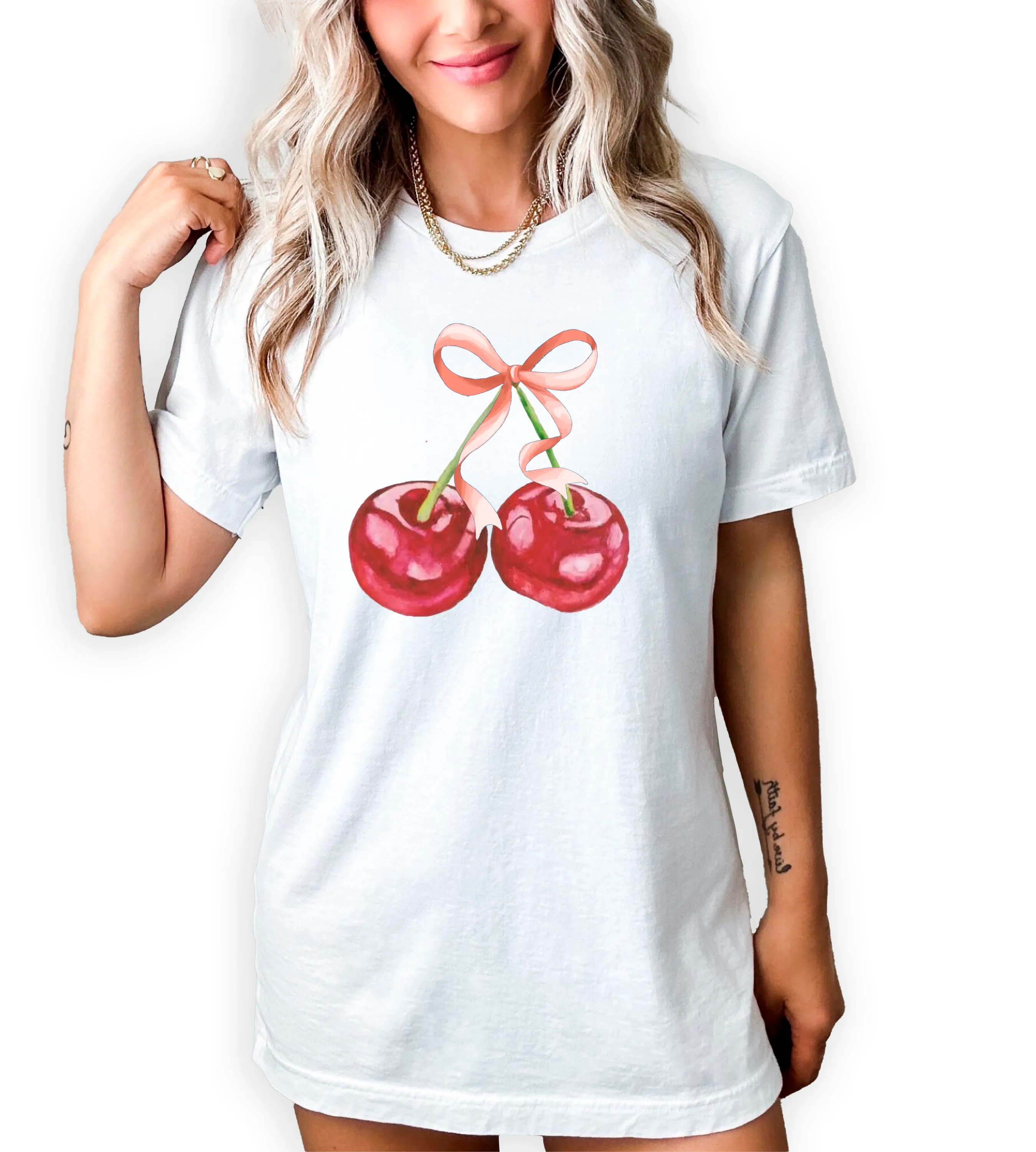 Cherries With Bow T-Shirt or Crew Sweatshirt sold by Roxie’s Picks