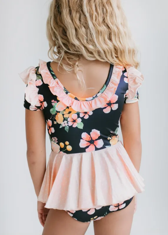 Black Peach Dot Skirted Leotard sold by Roxie’s Picks