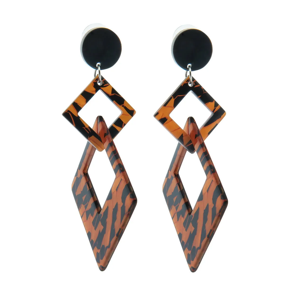 Lucite Tortoise Shell Square Dangle Earrings sold by Roxie’s Picks