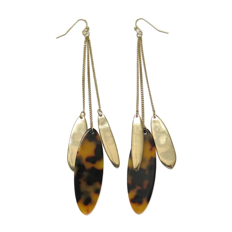 Gold Lucite Tortoise Shell Dangle Earrings sold by Roxie’s Picks