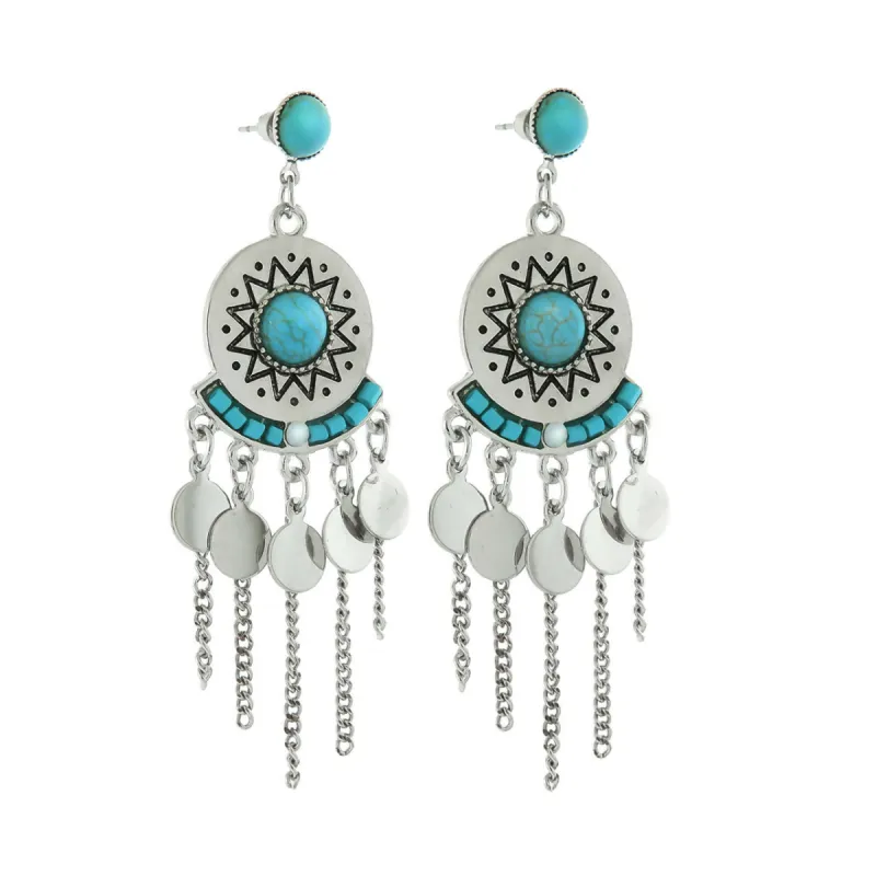 West Turquoise Seed Bead Dangle Earrings sold by Roxie’s Picks