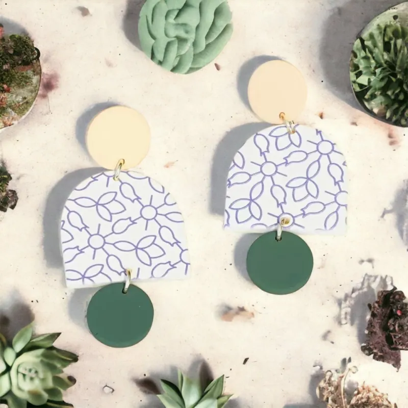 Polymer Clay Dangles Cream/Aqua/Green made by Roxie’s Picks