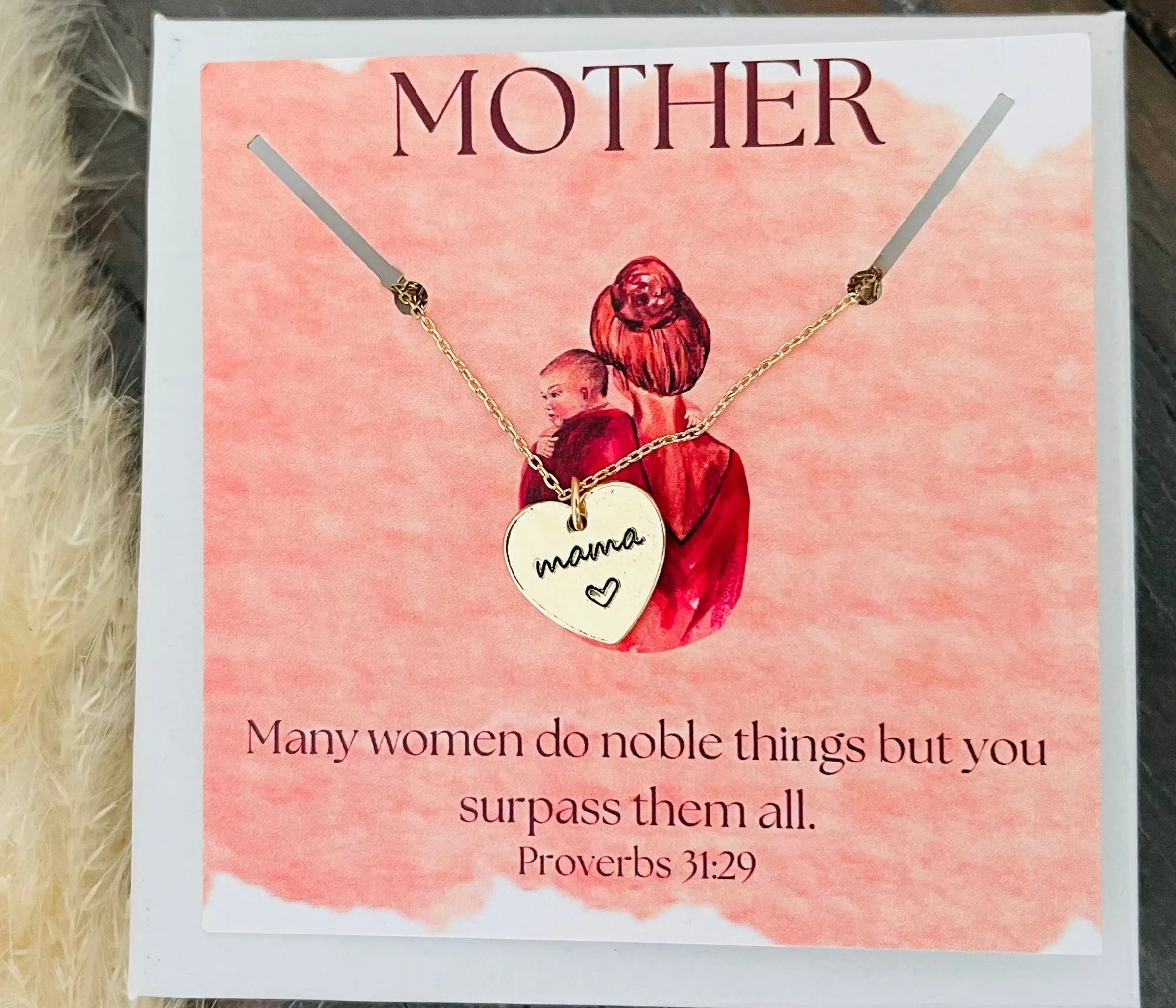 Gold Heart Minimalist Mama Necklace With Personalized Jewelry Card + READY TO GIFT! sold by Roxie’s Picks product image thumbnail 5