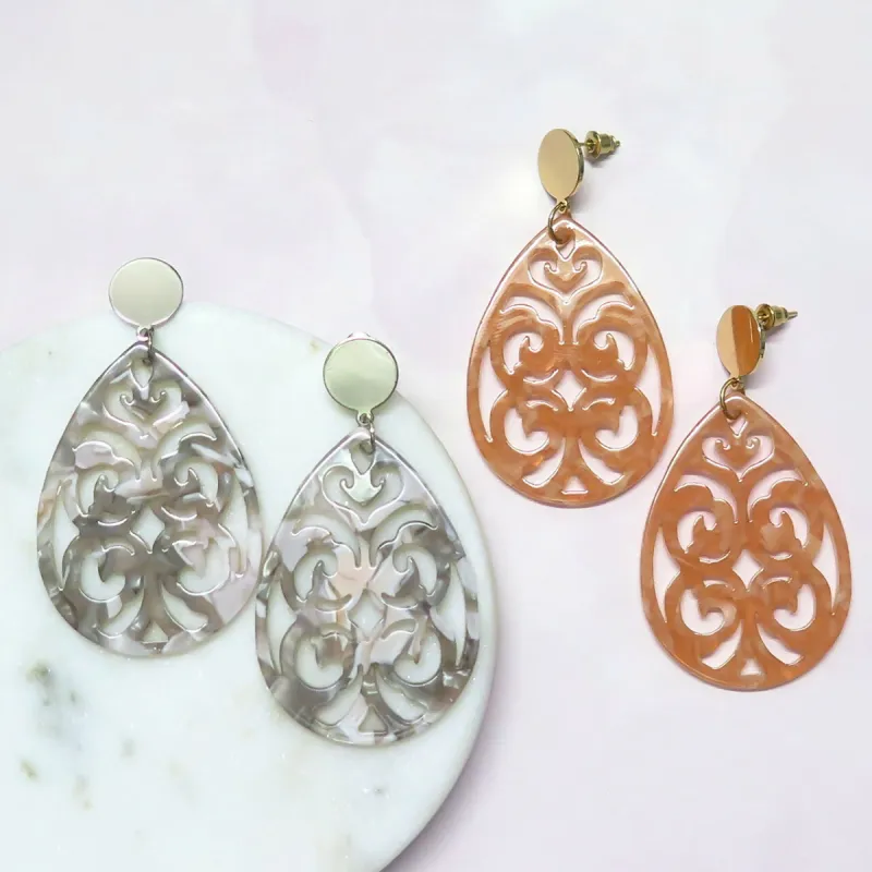 Lucite Filigree Dangle Earrings sold by Roxie’s Picks