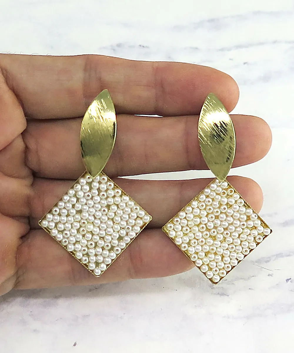 Gold Pave Pearl Statement Drop Earrings sold by Roxie’s Picks product image thumbnail 2