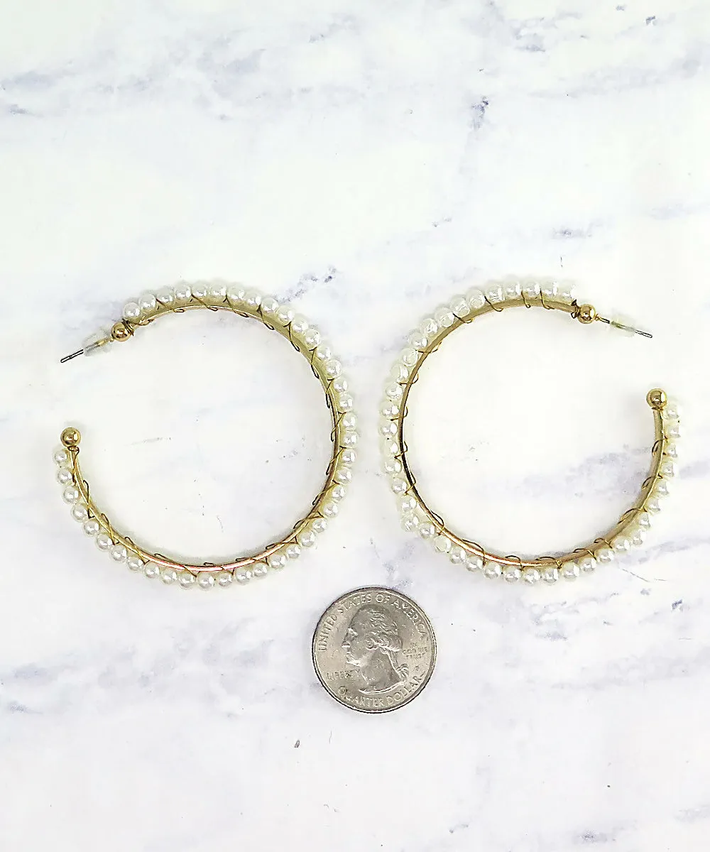 Gold Pearl Hoop Earrings sold by Roxie’s Picks product image thumbnail 2