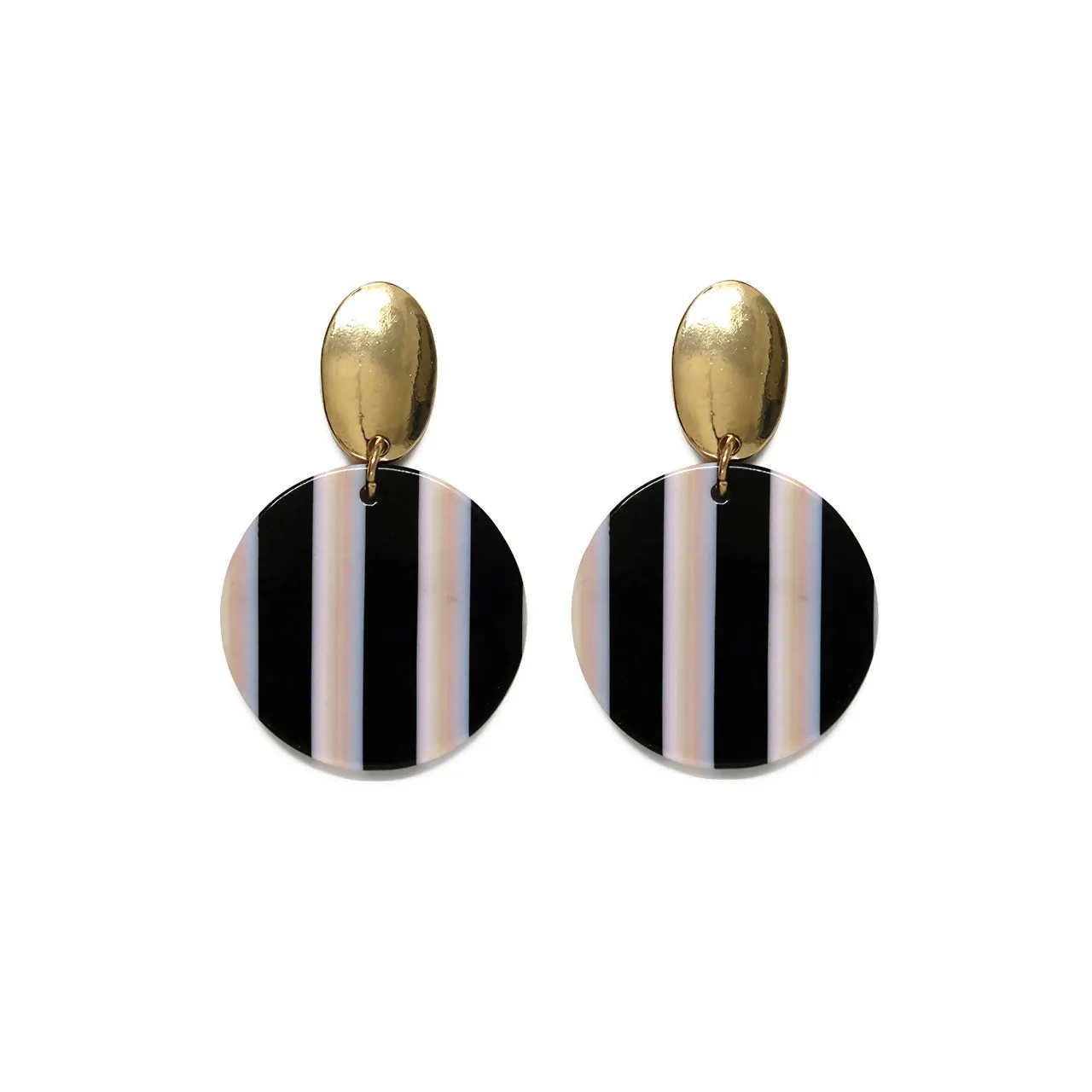 Gold Candy Striped Lucite Dangle Earrings sold by Roxie’s Picks