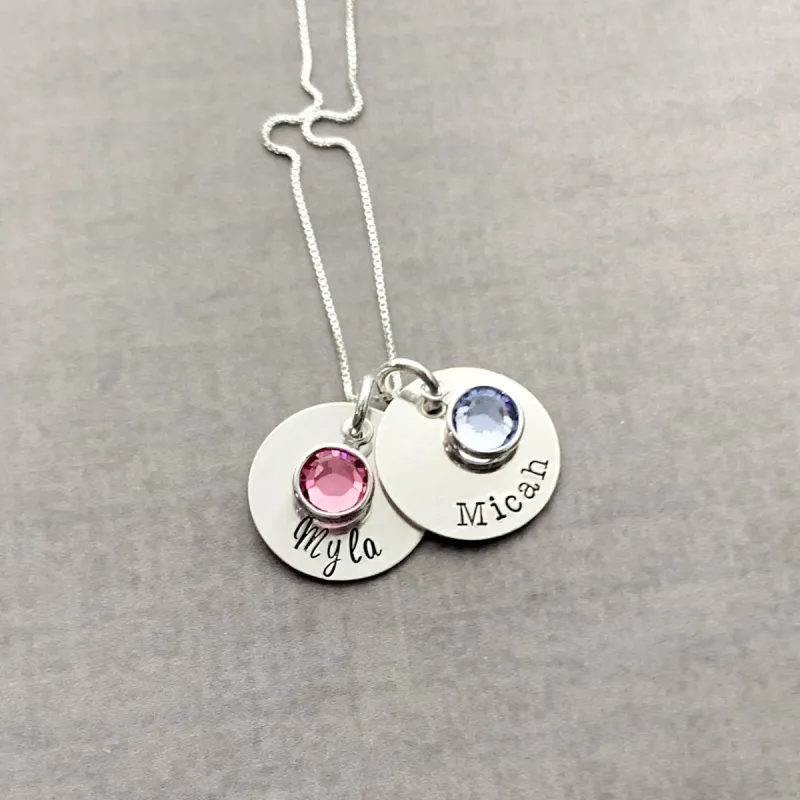 Custom Sterling Silver 2 Disc Name Necklace made by Roxie’s Picks