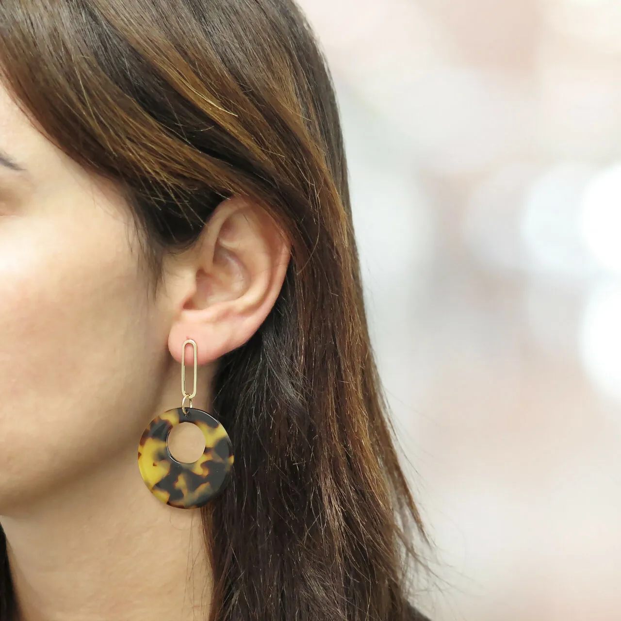 Lucite Tortoise Shell Paperclip Dangle Earrings sold by Roxie’s Picks product image thumbnail 2