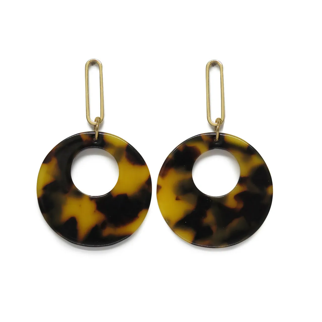 Lucite Tortoise Shell Paperclip Dangle Earrings sold by Roxie’s Picks