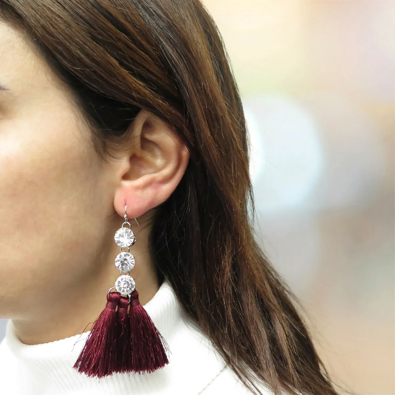 Crystal Red Tassel Dangle Earrings sold by Roxie’s Picks