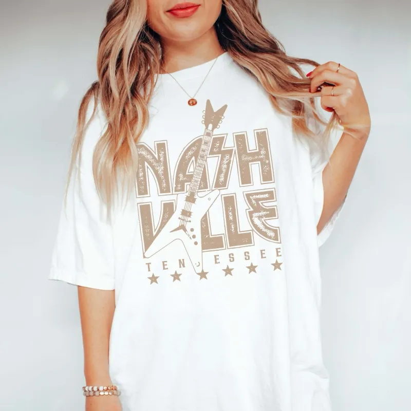 Nashville Tennessee Guitar Comfort Color Tee sold by Roxie’s Picks
