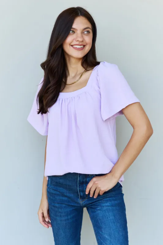 Square Neck Short Sleeve Blouse in Lavender made by Roxie’s Picks