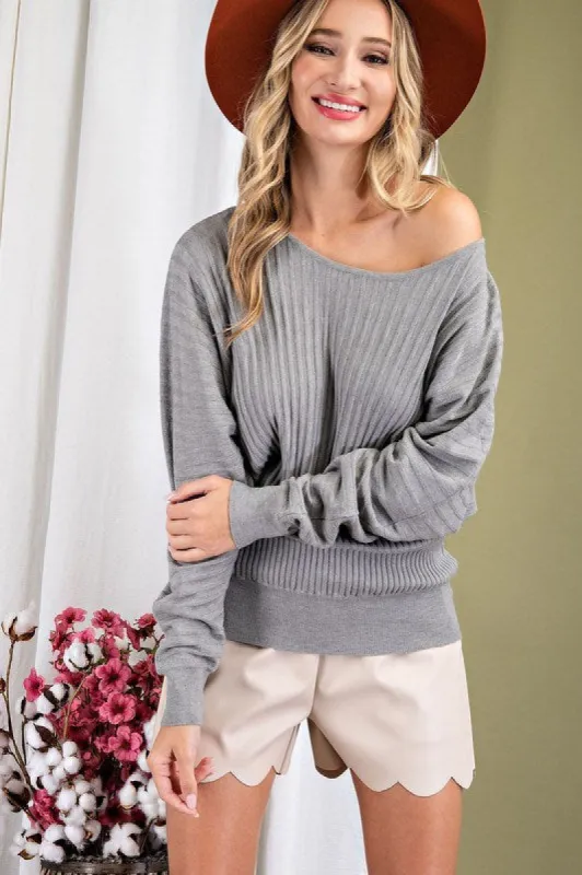 Boat Neck Ribbed Knit Sweater sold by Roxie’s Picks