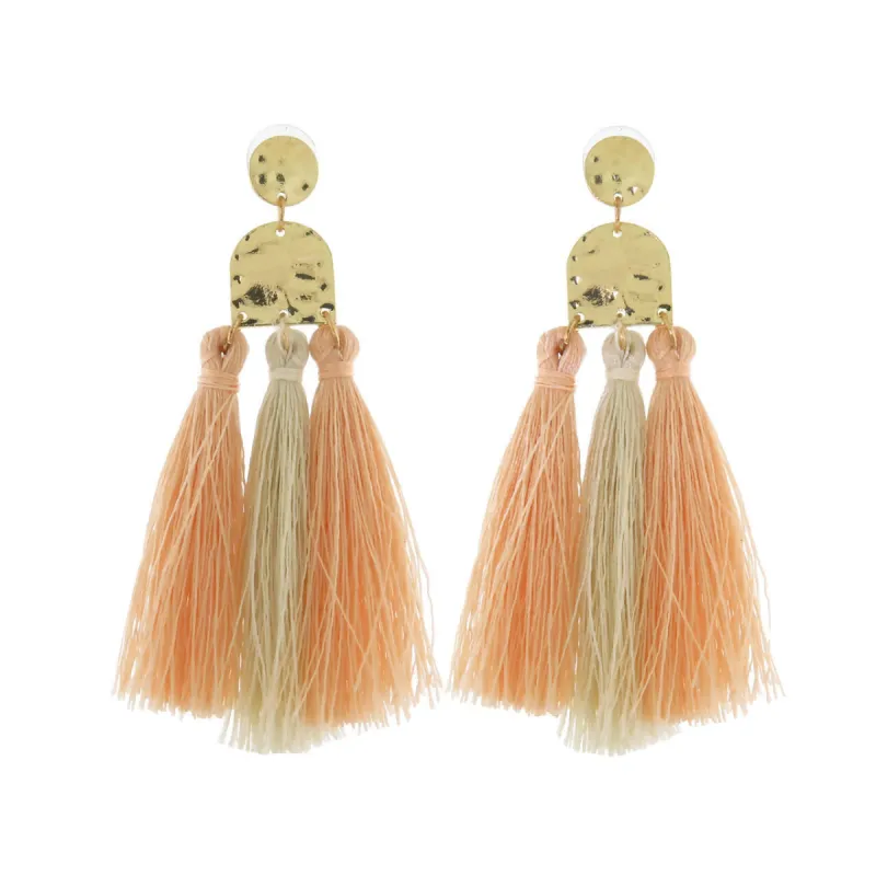 Hammered Gold Multi Tassel Dangle Earrings sold by Roxie’s Picks