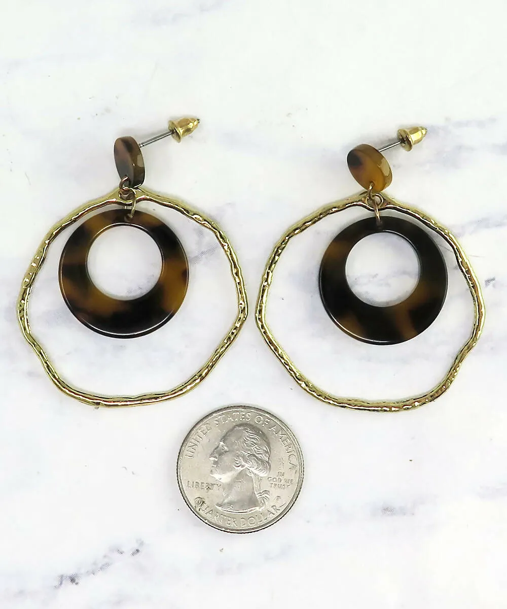 Gold Lucite Tortoise Shell Dangle Earrings sold by Roxie’s Picks product image thumbnail 2