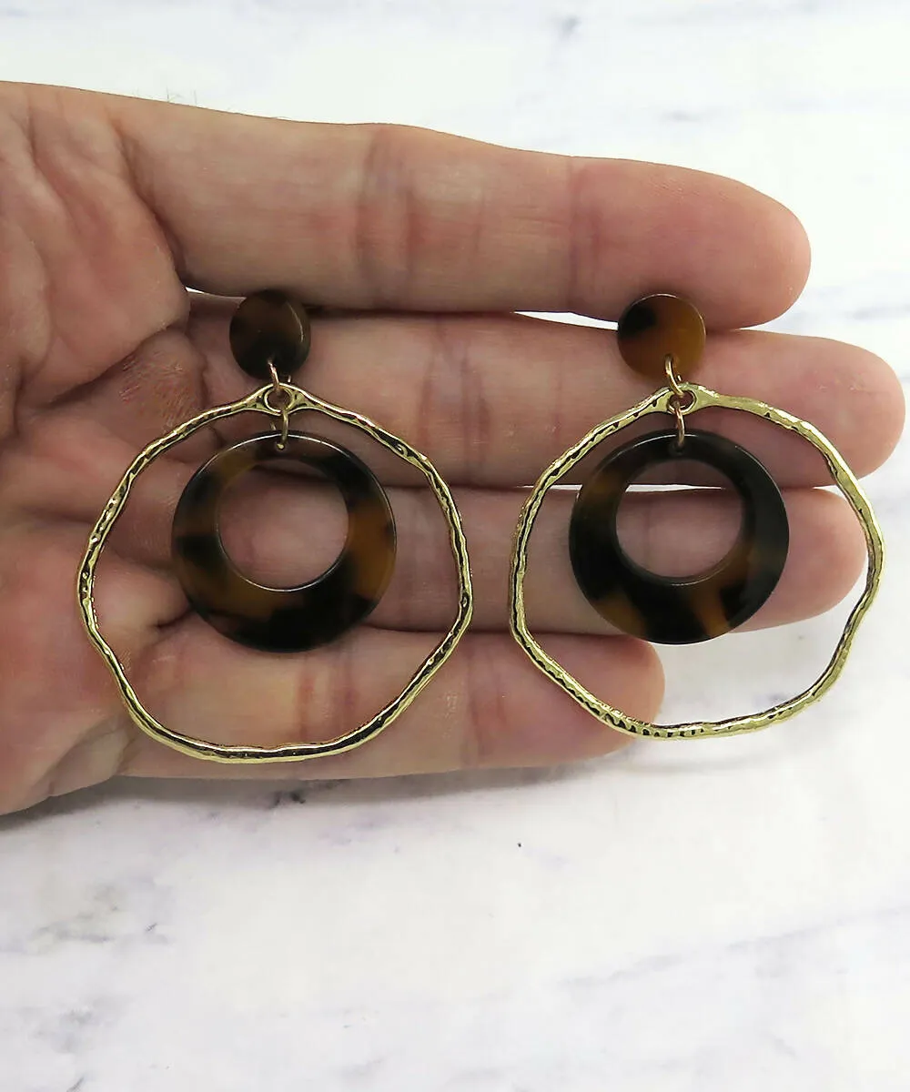 Gold Lucite Tortoise Shell Dangle Earrings sold by Roxie’s Picks product image thumbnail 3