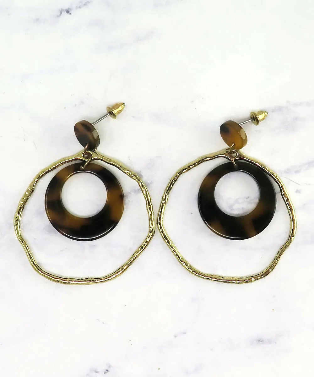 Gold Lucite Tortoise Shell Dangle Earrings sold by Roxie’s Picks