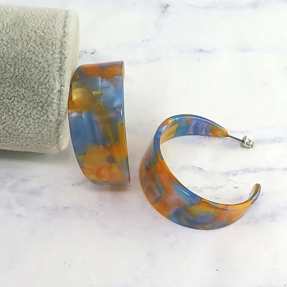 Lucite Orange and Blue Marble Hoop Earrings sold by Roxie’s Picks product image thumbnail 2