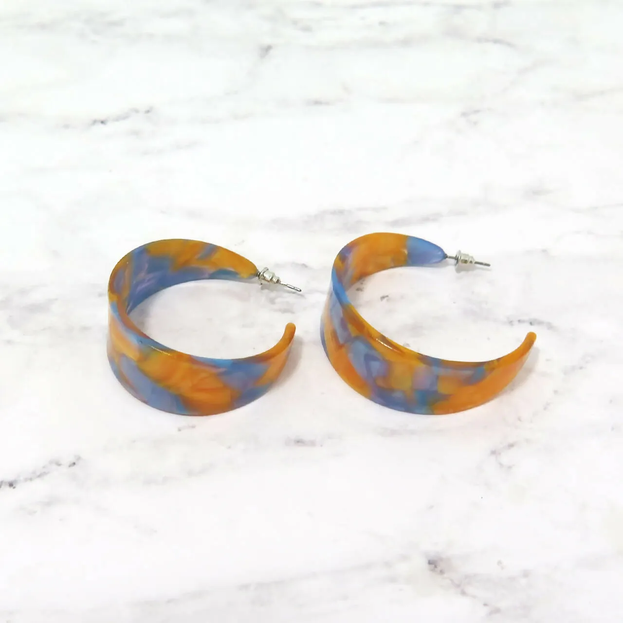 Lucite Orange and Blue Marble Hoop Earrings sold by Roxie’s Picks product image thumbnail 3