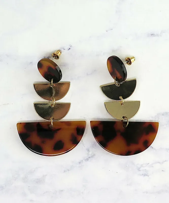 Lucite Tortoise Shell Triple Fan Dangle Earrings sold by Roxie’s Picks