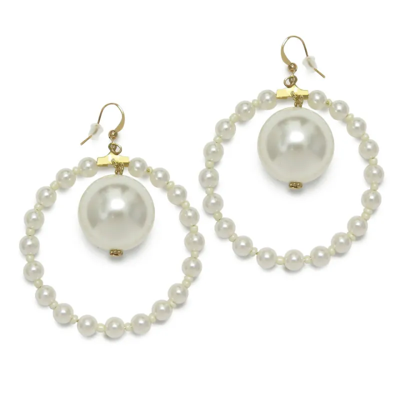 Pearl Hoop Dangle Earrings sold by Roxie’s Picks