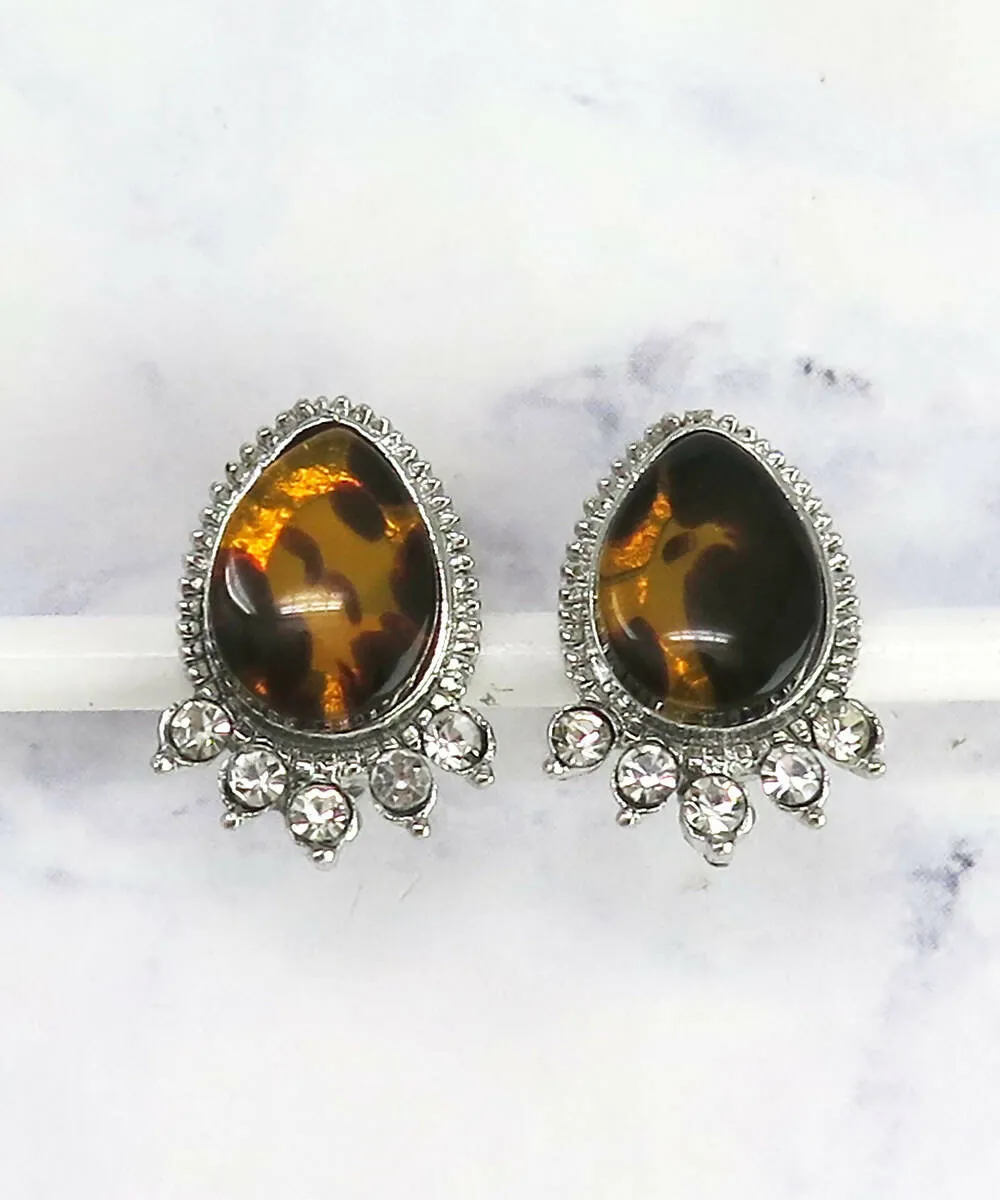 Rhinestone Tortoise Shell Clip on Earrings sold by Roxie’s Picks product image thumbnail 3
