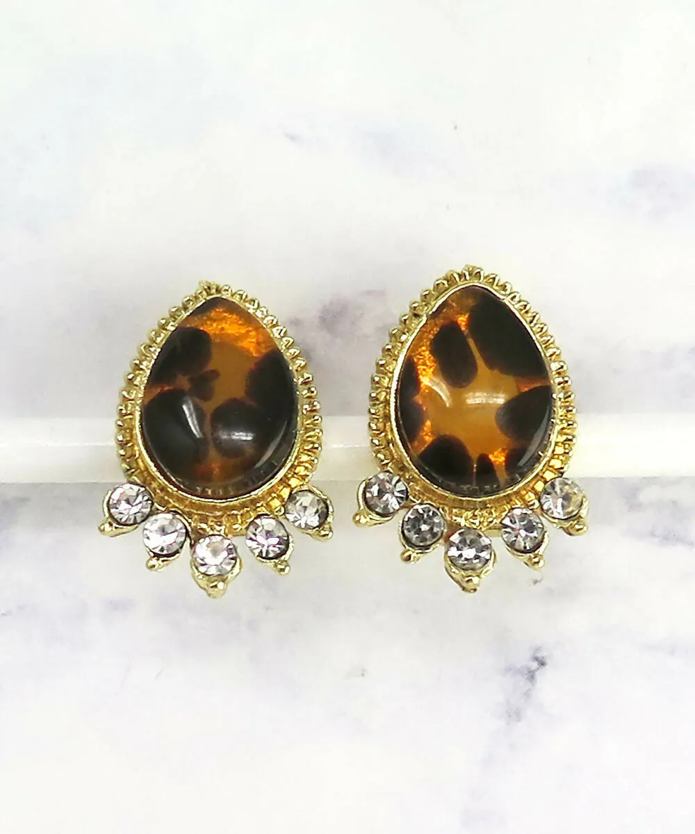 Rhinestone Tortoise Shell Clip on Earrings sold by Roxie’s Picks product image thumbnail 4