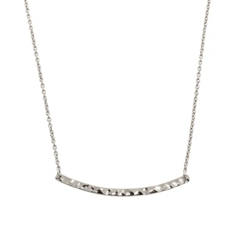 Rhodium plated Hammered Bar Necklace sold by Roxie’s Picks