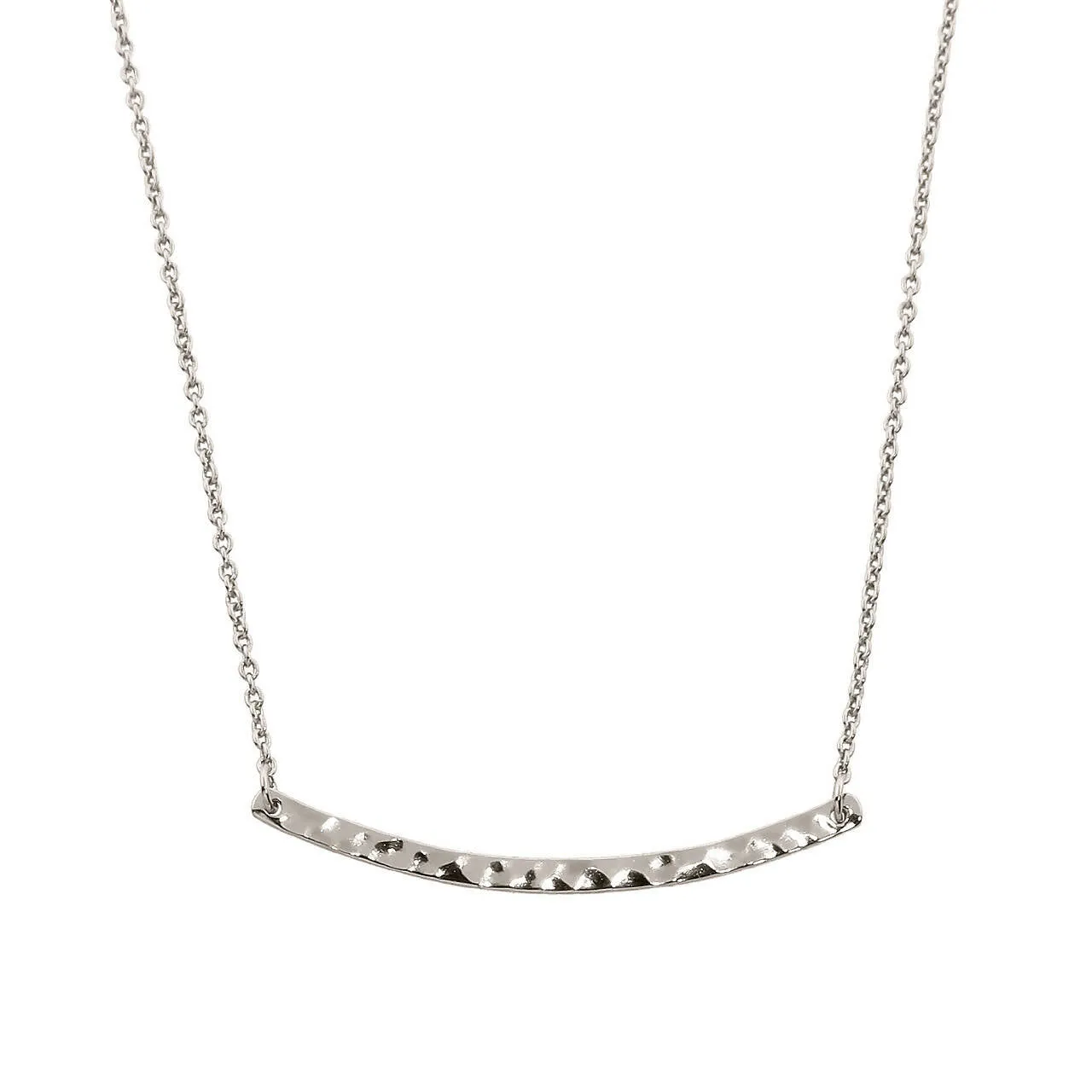 Rhodium plated Hammered Bar Necklace sold by Roxie’s Picks