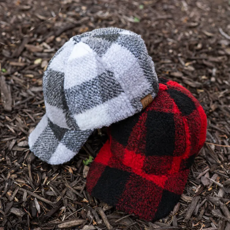 CC Buffalo Plaid - Checkered Pattern Sherpa Cap sold by Roxie’s Picks