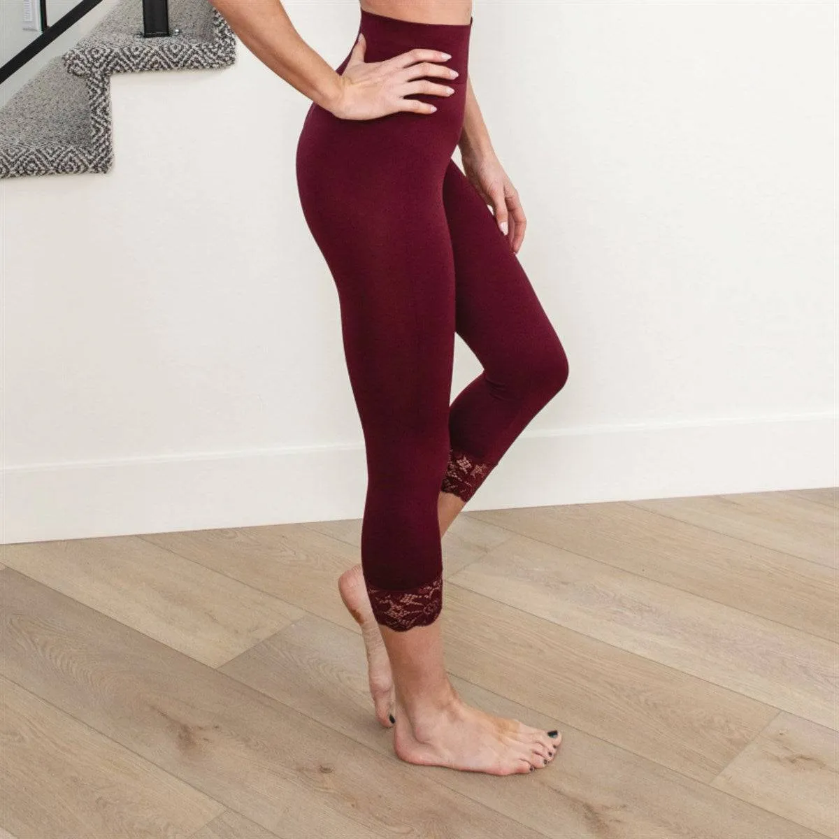 Capri Lace Accented Leggings | Zenana sold by Roxie’s Picks