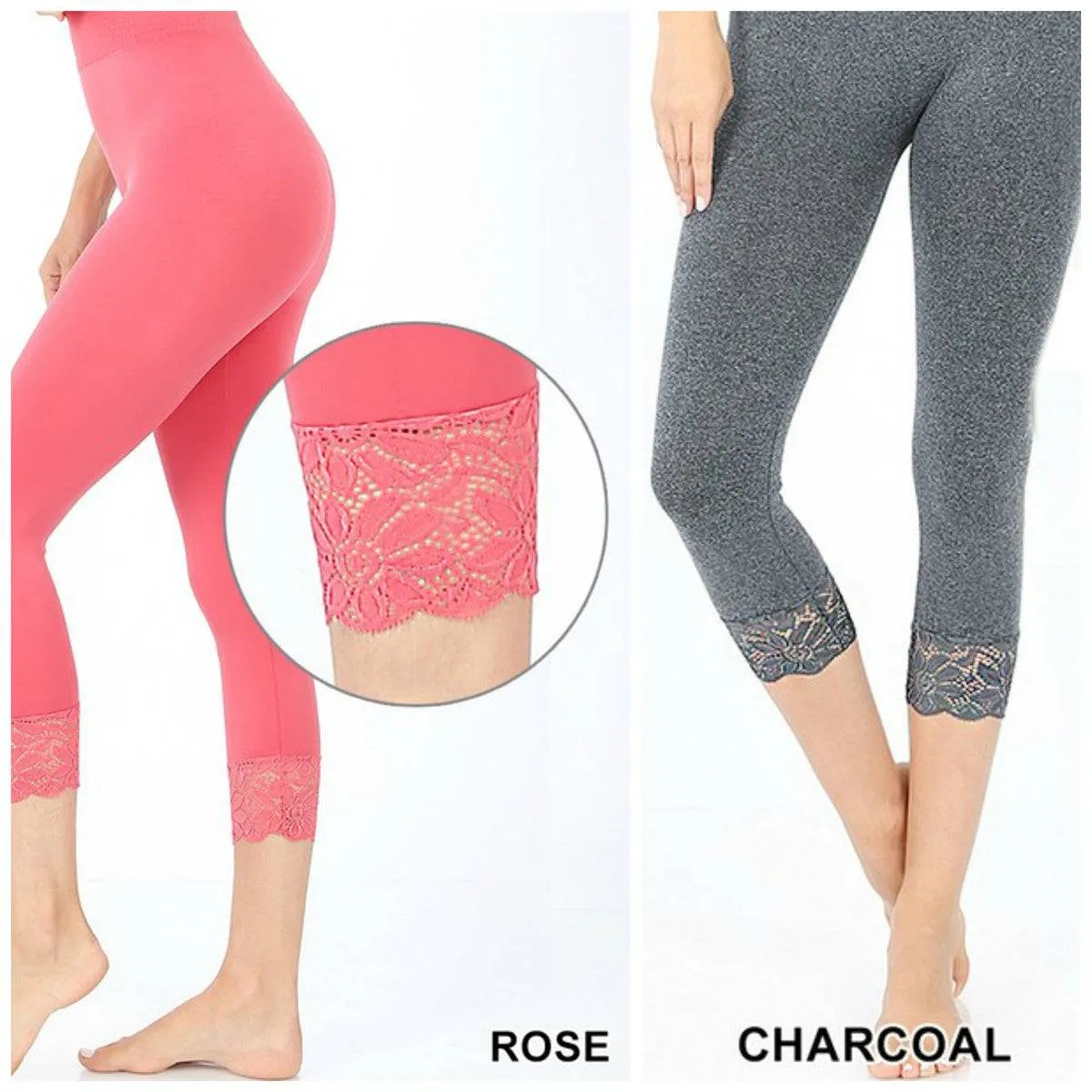 Capri Lace Accented Leggings | Zenana sold by Roxie’s Picks product image thumbnail 3