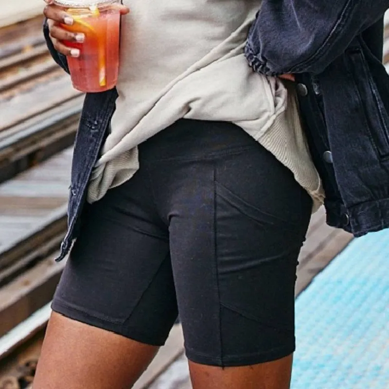 Tummy Control Biker Short Leggings  | Cell Phone Pocket (Zenana) sold by Roxie’s Picks