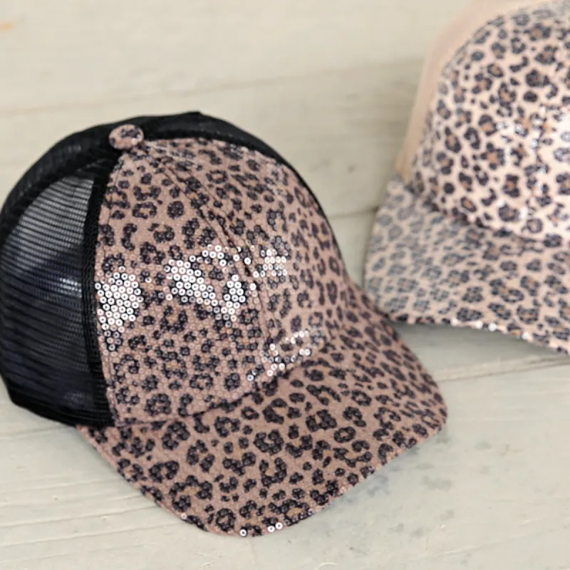 CC Sequin Leopard Baseball Cap made by Roxie’s Picks