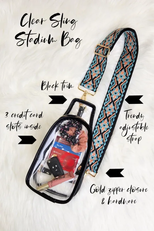Clear Sling with Trendy Strap | Stadium Bag sold by Roxie’s Picks