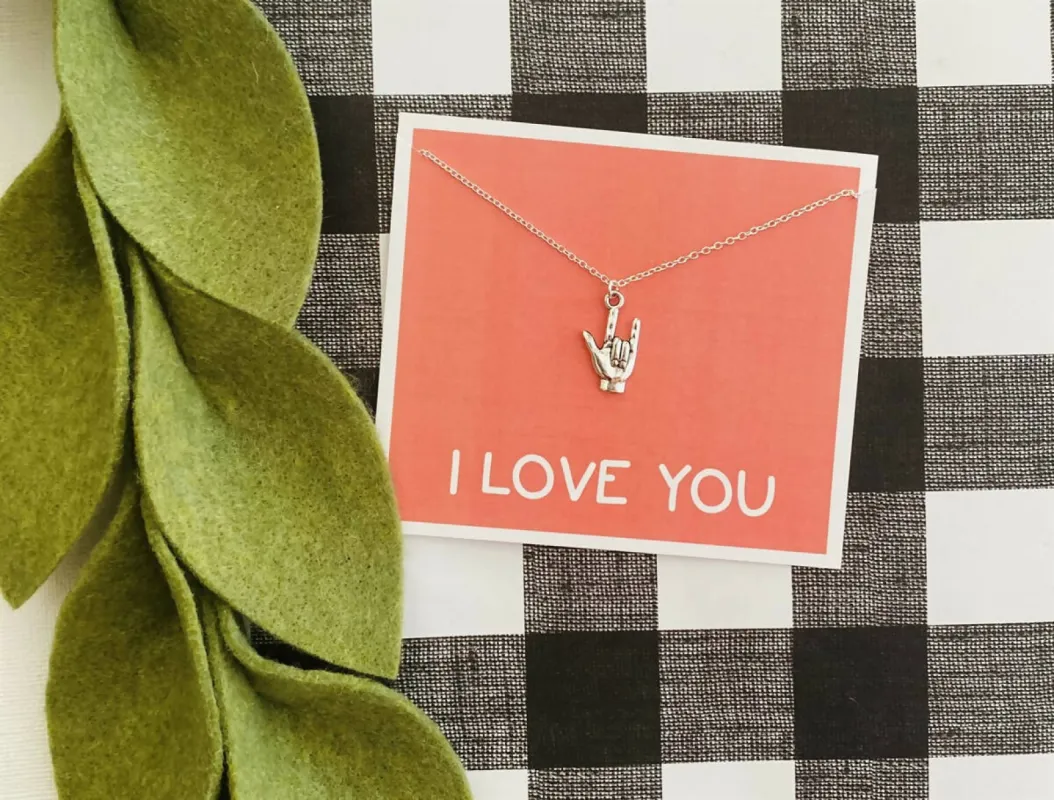 I Love You Sign Pendant Necklace made by Roxie’s Picks