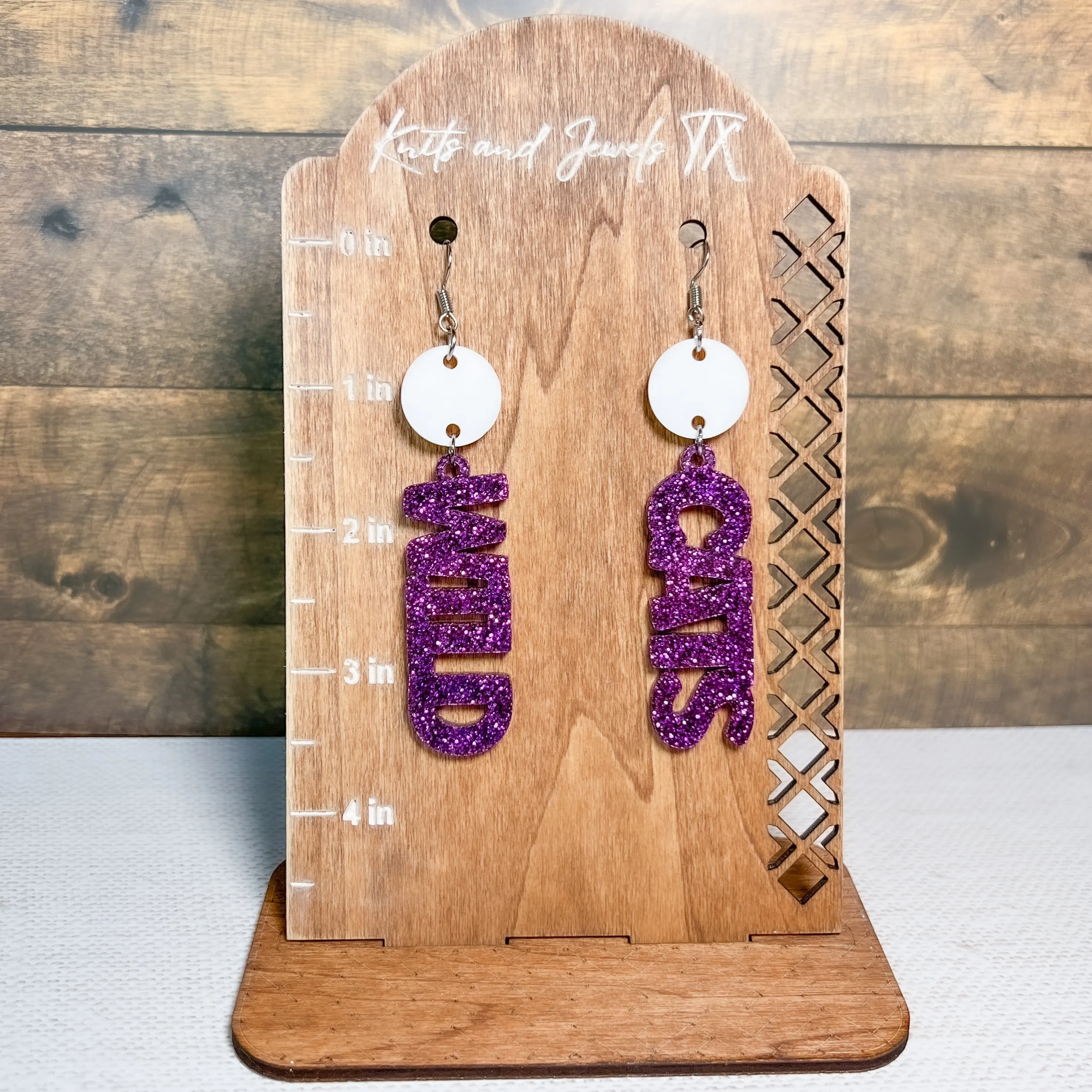 Customizable Spirit Acrylic Dangle Earrings with Top sold by Roxie’s Picks product image thumbnail 2