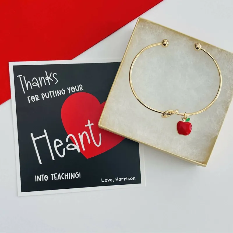 Personalized Teacher Bracelet, Card, Box and Ribbon Gift made by Roxie’s Picks