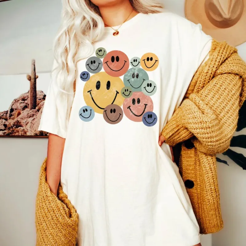 Retro Smiley Face T-Shirt or Crew Sweatshirt sold by Roxie’s Picks