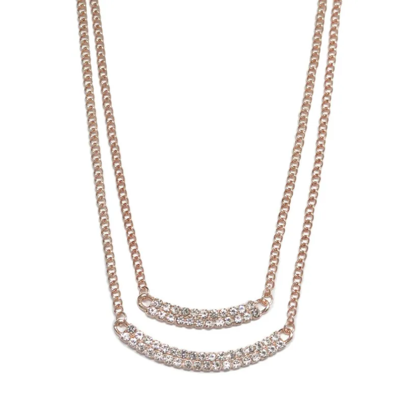 Rose Gold Double Row Multi Layer Rhinestone Bar Necklace sold by Roxie’s Picks