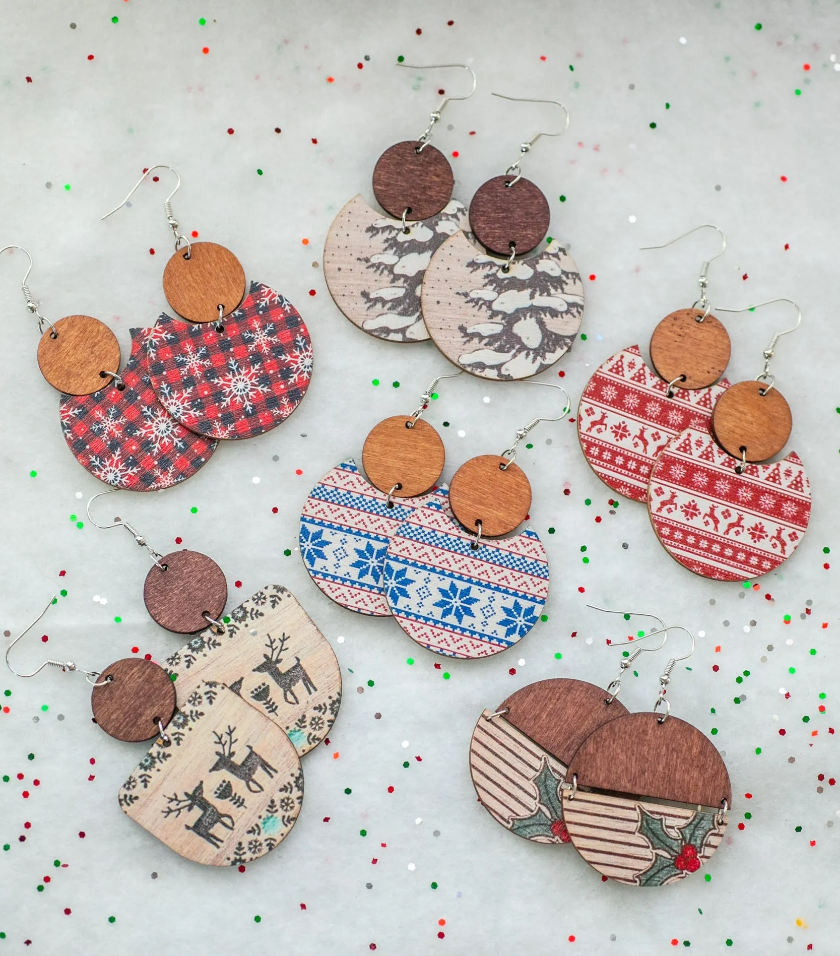 Wooden Winter Earrings sold by Roxie’s Picks
